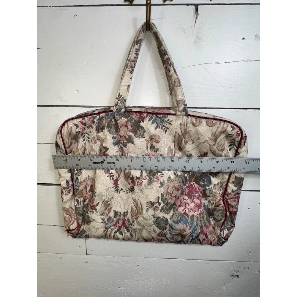 Vintage Victorias Secret Floral Tapestry Toiletry Bag Travel Makeup Case Pink